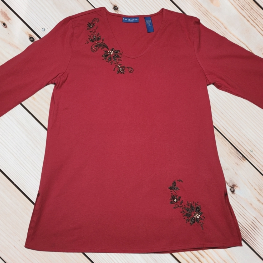 Karen Scott Sport Red Top Sz Small